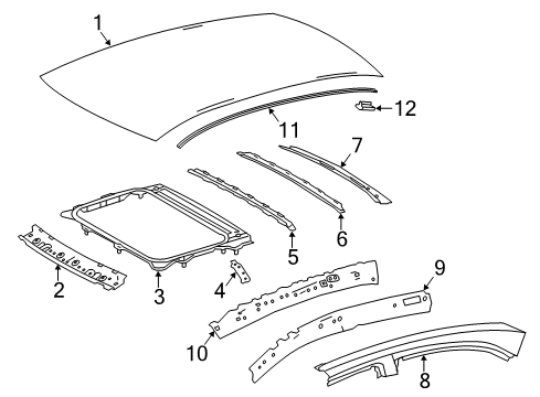 2015 Toyota Corolla Roof & Components, Exterior Trim Sunroof Reinforcement Support Diagram for 6311802070