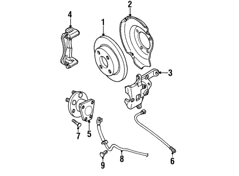 1997 Saturn SW1 Rear Brakes Connector, ABS Rear Wheel Speed Diagram for 21024043