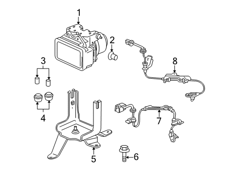 2005 Honda S2000 ABS Components Bracket, Modulator Diagram for 57115S2AA60