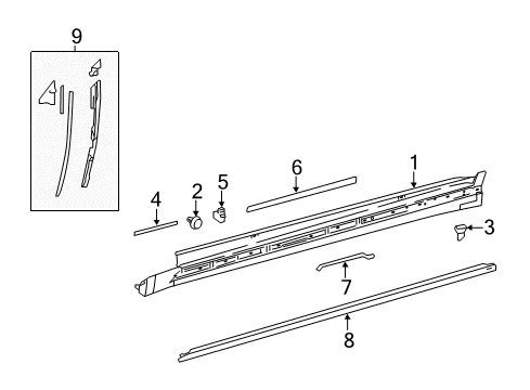 2021 Lexus LS500 Exterior Trim - Pillars Cover Sub-Assembly, Front Pillar Diagram for 6011750010