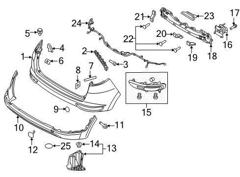 2019 Kia Sportage Rear Bumper Rear Bumper Upper Cover Diagram for 86611D9000