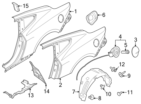 Quarter Panel & Components Wheelhouse Liner Rivet Diagram for W715272S300