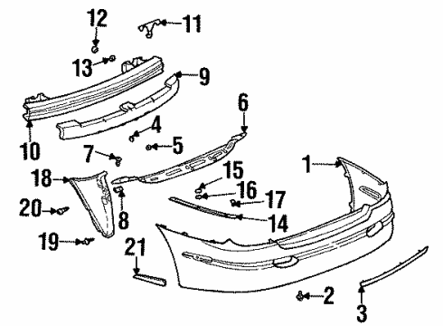 2003 Oldsmobile Aurora Rear Bumper Reflector Asm-Rear Diagram for 25652909