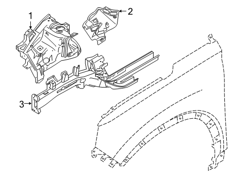 2019 Hyundai Santa Fe Inner Components - Fender Member Assembly-Front Side, LH Diagram for 64601S2000
