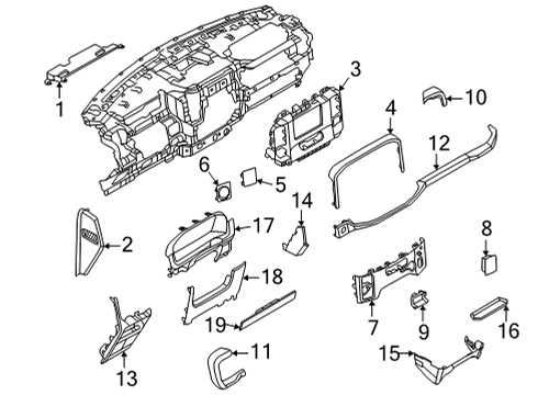 2022 Ford F-150 Instrument Panel Components PANEL - INSTRUMENT Diagram for ML3Z15044D70AA