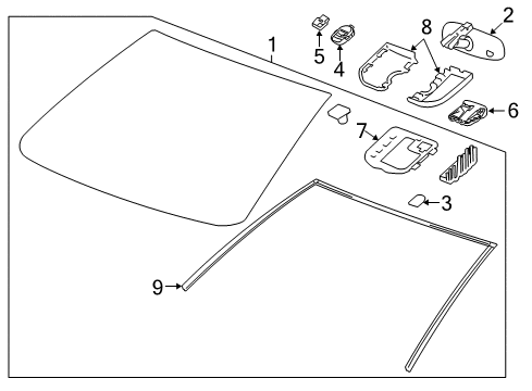 2022 Buick Encore Glass, Reveal Moldings Cover Diagram for 42590331
