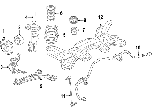 2015 Fiat 500L Front Suspension Components, Lower Control Arm, Stabilizer Bar Cover-Shock ABSORBER Dust Diagram for 68201096AA
