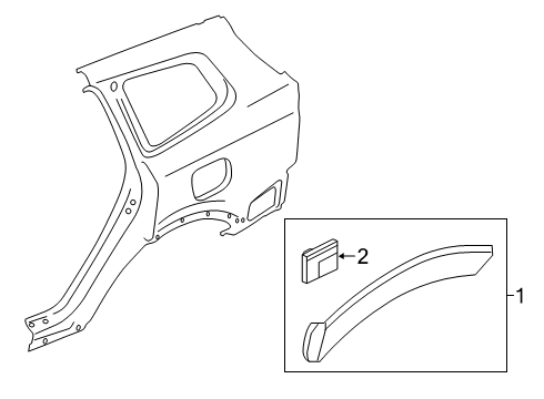 2020 Kia Telluride Exterior Trim - Quarter Panel Pad U Diagram for 87742S9000