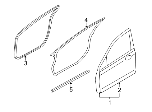 2008 Mercury Milan Front Door Weatherstrip On Body Diagram for AE5Z5420708AA