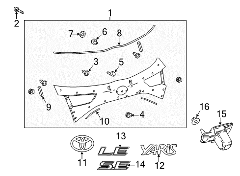 2018 Toyota Yaris Exterior Trim - Lift Gate Molding Nut Diagram for 7689960010