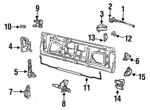 1996 Buick Roadmaster Lock & Hardware Striker Asm-End Gate Upper Hinge Diagram for 10172568