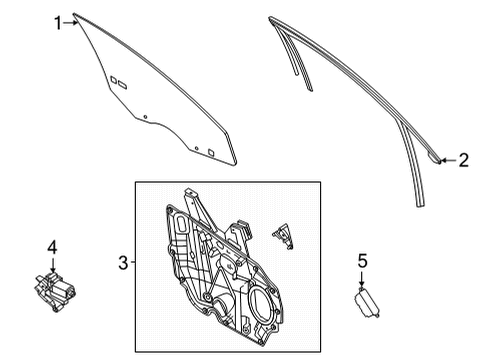 2021 Ford Bronco Sport Rear Door RUN - DOOR GLASS Diagram for M1PZ7821597A