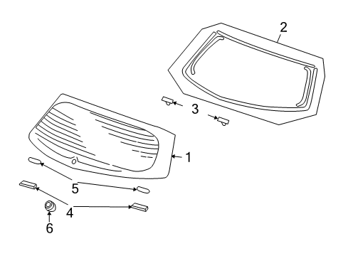 2008 Acura RDX Lift Gate - Glass & Hardware Rubber Set, Rear Windshield Dam Diagram for 04733STKA01