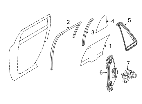 2012 Ford Edge Rear Door Window Regulator Diagram for 7T4Z7827000A