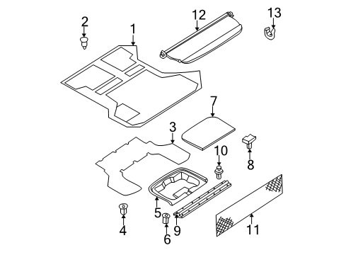 2004 Nissan Pathfinder Interior Trim - Rear Body Clip Diagram for 0155309541