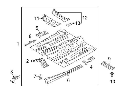 2020 Ford EcoSport Pillars, Rocker & Floor - Floor & Rails Rear Crossmember Bracket Diagram for YS4Z5862570AA