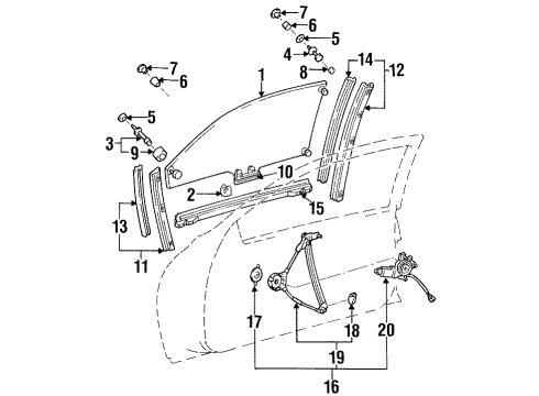 1998 Lexus SC300 Glass - Door Glass Sub-Assy, Front Door, RH Diagram for 6810124190