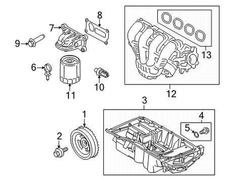 2022 Lincoln Corsair Engine Parts, Mounts, Cylinder Head & Valves, Camshaft & Timing, Variable Valve Timing, Oil Cooler, Oil Pan, Oil Pump, Balance Shafts, Crankshaft & Bearings, Pistons, Rings & Bearings ADAPTOR - OIL FILTER Diagram for LX6Z6881A
