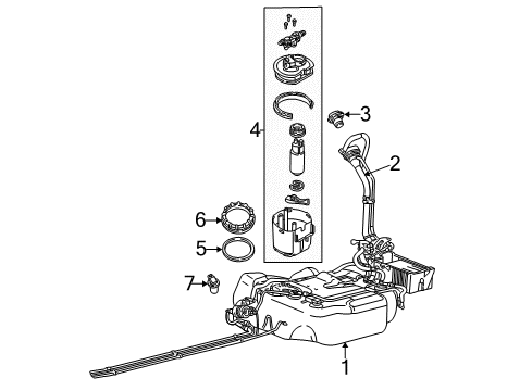 2004 Ford Focus Fuel System Components Cap Diagram for 3S4Z9030BA