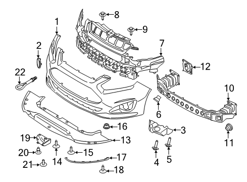 2015 Ford C-Max Front Bumper Deflector Diagram for DM5Z16B074A