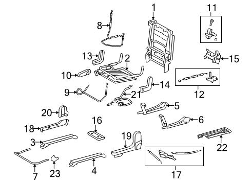 2020 Toyota Sequoia Second Row Seats Hinge Cover Diagram for 716910C090C0