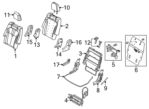 2010 Lincoln MKT Heated Seats Seat Back Frame Diagram for AE9Z96613A38B