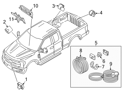 2019 Ford F-250 Super Duty Electrical Components Camera Bracket Diagram for GC3Z19H421A