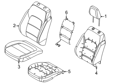 2021 Ford Bronco Sport Front Seat Components PAD - SEAT CUSHION Diagram for M1PZ78632A23A