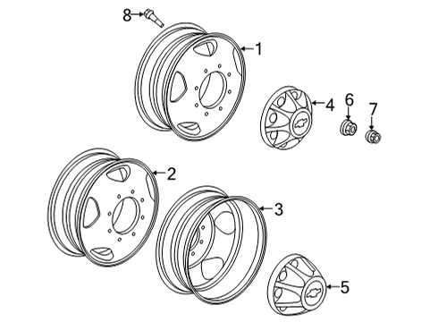2021 Chevrolet Silverado 3500 HD Wheels Wheel Diagram for 23467017