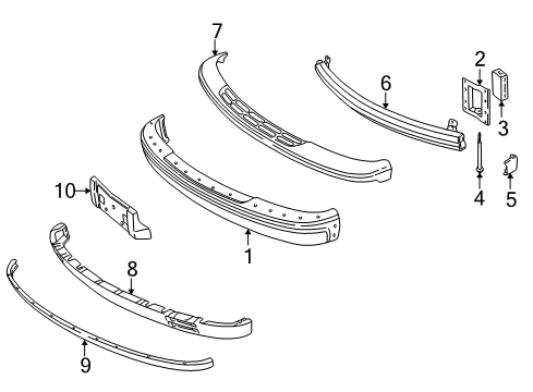 1997 Chevrolet Express 1500 Front Bumper Bracket Asm, Front Bumper Mounting Diagram for 15725136