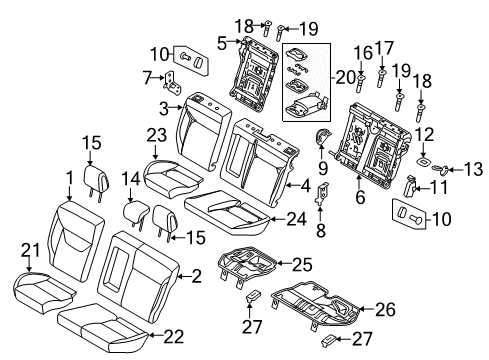 2018 Ford Focus Rear Seat Components Seat Cushion Pad Diagram for CV6Z5863841D