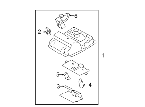 2015 Toyota Camry Overhead Console Overhead Console Mat Diagram for 6366506010