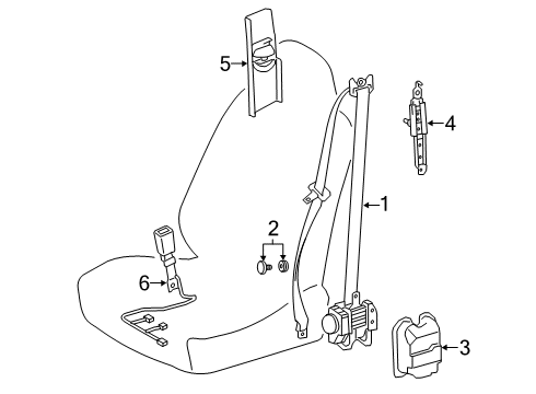 2021 Lexus ES300h Seat Belt Cover, FR Seat Belt Diagram for 7322406020
