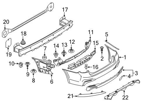 2020 BMW 530e xDrive Rear Bumper Carrier, Bumper Rear Diagram for 51127473636