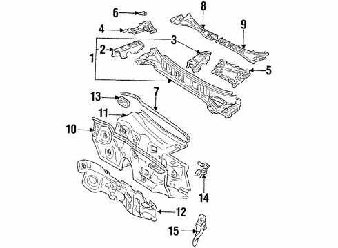 1994 Lexus GS300 Cowl Pad, Cowl Side Silencer Diagram for 6215130070