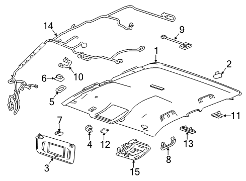 2014 Chevrolet Silverado 1500 Interior Trim - Cab Headliner Diagram for 23413365