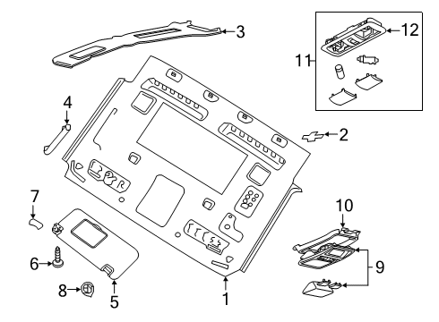 2018 Nissan Titan XD Interior Trim - Cab Bracket-Map Lamp Diagram for 264399FT1A