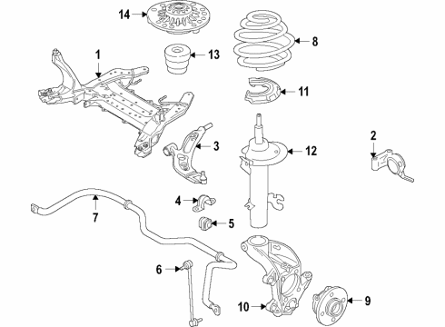 2021 Mini Cooper Front Suspension Components, Lower Control Arm, Stabilizer Bar LEFT FRONT SPRING STRUT Diagram for 31316888141