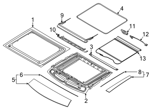 2022 Ford Bronco Sport Sunroof WEATHERSTRIP - SLIDING ROOF PA Diagram for M1PZ7851884A