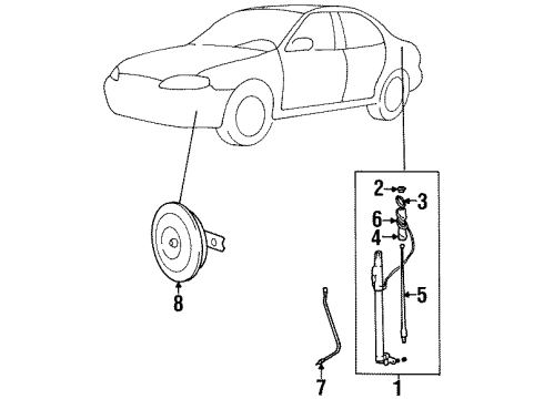 2000 Hyundai Elantra Antenna & Radio, Horn Rod Assembly-Rod Antenna Diagram for 9623322500