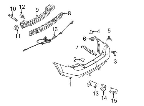 2008 Ford Fusion Parking Aid Reverse Sensor Retainer Diagram for 8E5Z15K861AAPTM