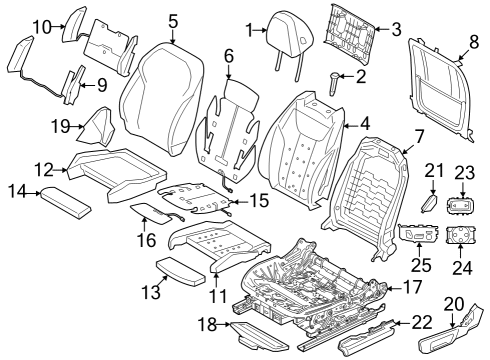 2022 BMW M340i Power Seats Foam Pad Sport Backrest Left Diagram for 52106994379