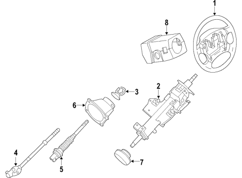 2018 Nissan Titan XD Steering Column & Wheel, Steering Gear & Linkage Steering Wheel Assembly Without Less Pad Diagram for 48430EZ51A
