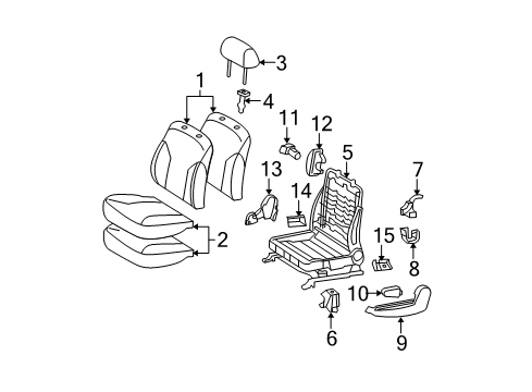 2007 Toyota Yaris Front Seat Components Frame Assembly Diagram for 7112052200