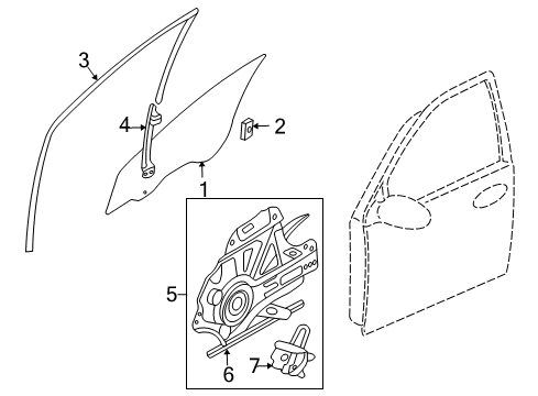 2010 Kia Sedona Front Door Front Left Power Window Regulator Assembly Diagram for 824034D010