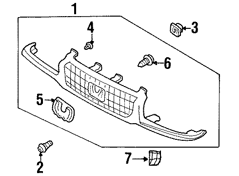 2002 Honda Passport Grille & Components Grille, Radiator Diagram for 8972249121
