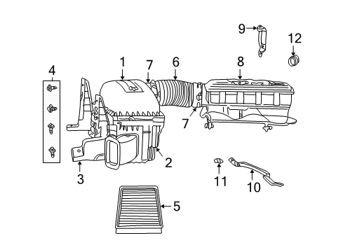 2003 Dodge Ram 1500 Air Intake Throttle Body Duct Diagram for 53032505AB