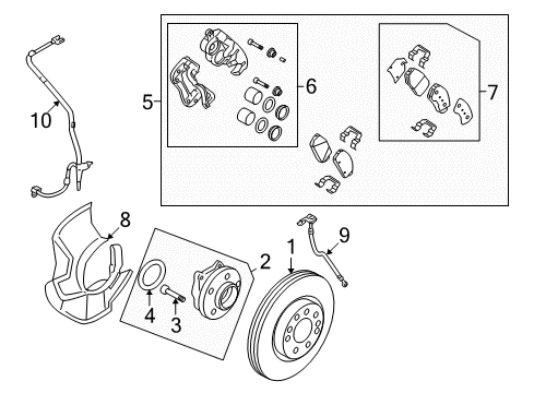 2012 Hyundai Santa Fe Front Brakes Piston-Front Disc Brake Diagram for 581120W100