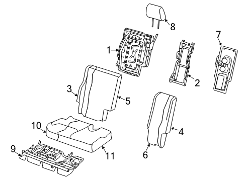 2010 Dodge Journey Rear Seat Components Foam-Seat Back Diagram for 68042237AA