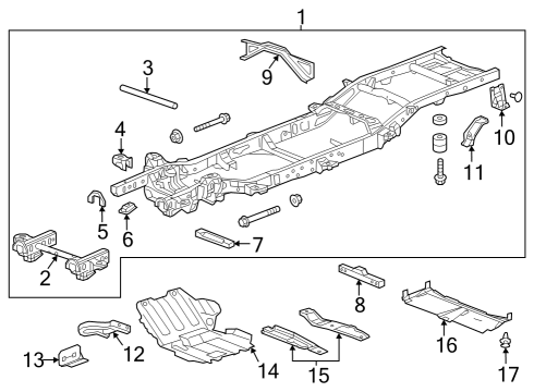 2017 Chevrolet Silverado 1500 Frame & Components Transmission Crossmember Diagram for 23208305